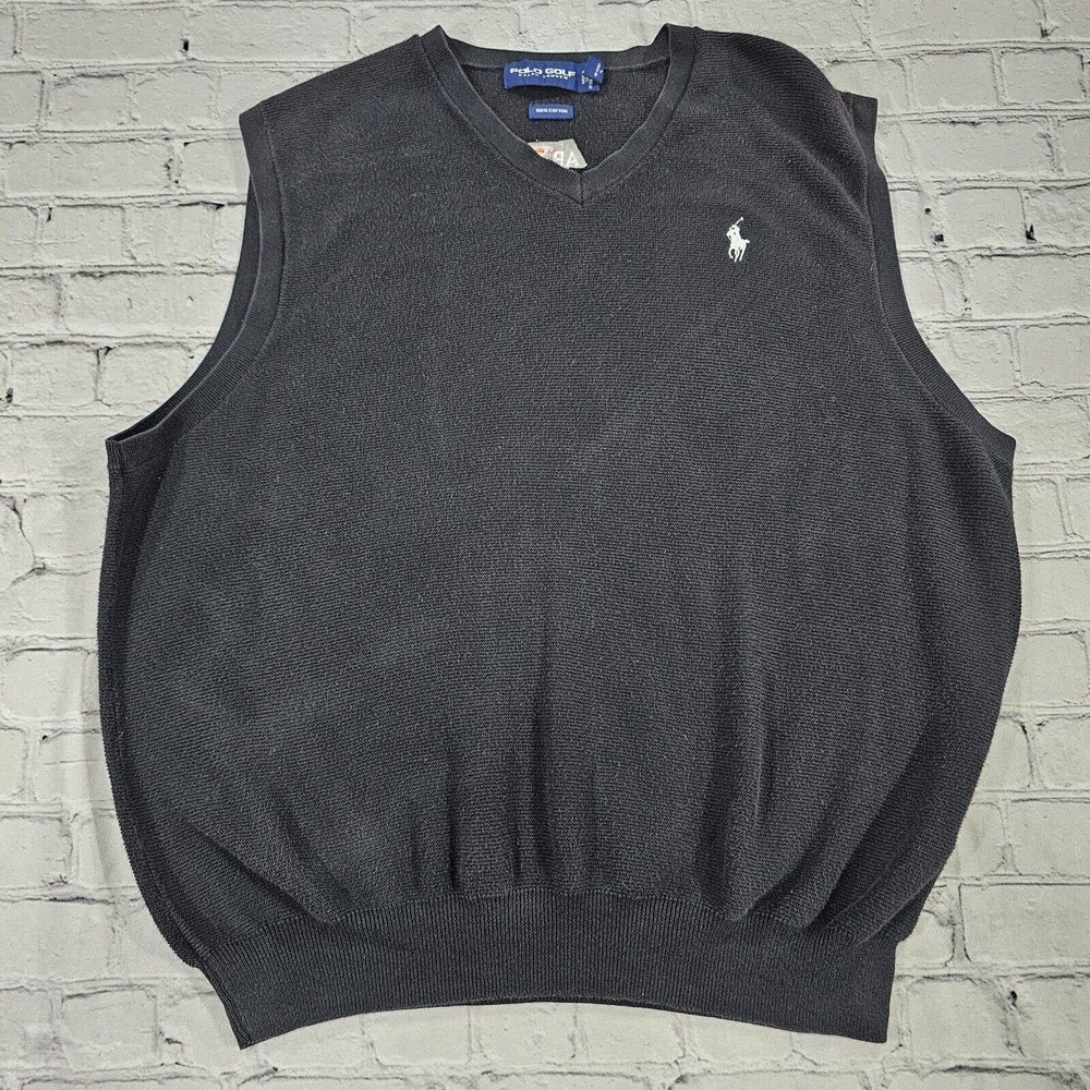 Polo Golf Ralph Lauren Cotton ARNOLD PALMER BAY HILL Sweater Vest Black MENS XL